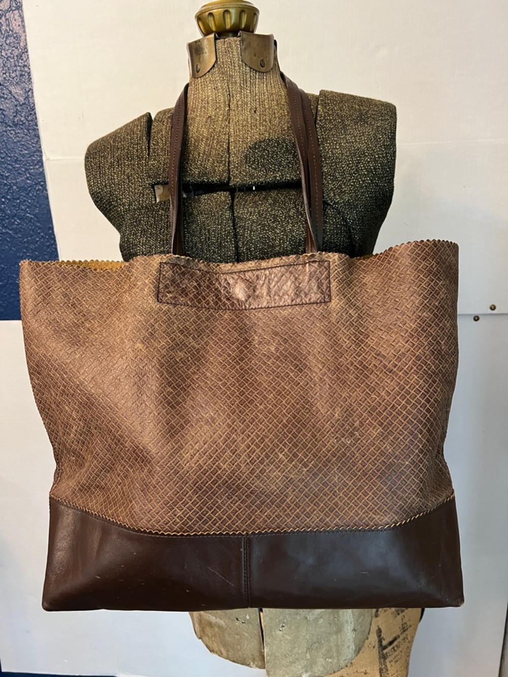 VINTAGE BANANA REPUBLIC MARCELLA TOTE DARK BROWN LEATHER SHOULDER BAG